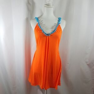 Boohoo Orange Bethany Pom Pom Beach Dress …